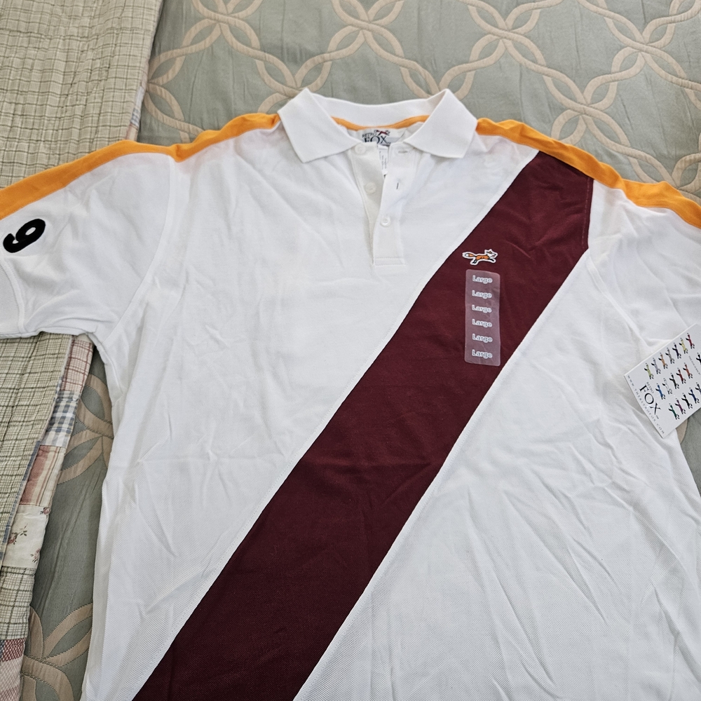 White and Orange Men's Polo Shirt